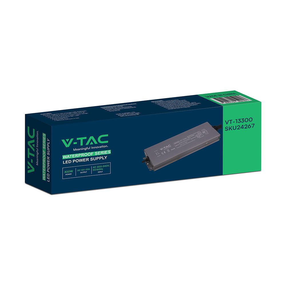 Τροφοδοτικό V-TAC για LED 300W 12V 25A IP67 Αδιάβροχο Μεταλλικό 24267VT