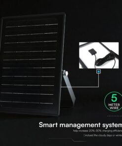 30W LED Ηλιακός Προβολέας Μαύρος CCT 3000lm IP65 με Ανιχνευτή Κίνησης & Τηλεχειριστήριο V-TAC 24277VT