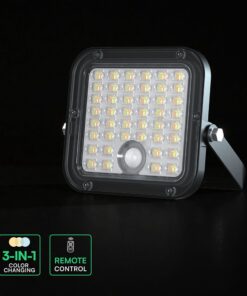 30W LED Ηλιακός Προβολέας Μαύρος CCT 3000lm IP65 με Ανιχνευτή Κίνησης & Τηλεχειριστήριο V-TAC 24277VT