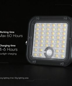 30W LED Ηλιακός Προβολέας Μαύρος CCT 3000lm IP65 με Ανιχνευτή Κίνησης & Τηλεχειριστήριο V-TAC 24277VT