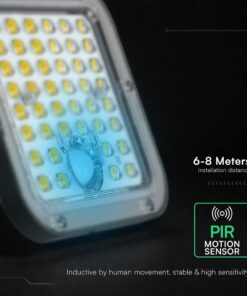 30W LED Ηλιακός Προβολέας Μαύρος CCT 3000lm IP65 με Ανιχνευτή Κίνησης & Τηλεχειριστήριο V-TAC 24277VT