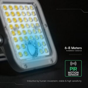30W LED Ηλιακός Προβολέας Μαύρος CCT 3000lm IP65 με Ανιχνευτή Κίνησης & Τηλεχειριστήριο V-TAC 24277VT