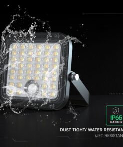 30W LED Ηλιακός Προβολέας Μαύρος CCT 3000lm IP65 με Ανιχνευτή Κίνησης & Τηλεχειριστήριο V-TAC 24277VT