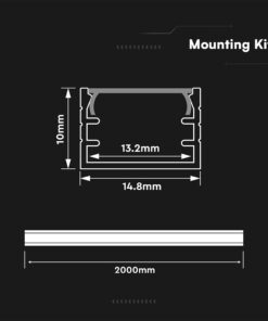 Προφίλ Αλουμινίου για LED Ταινίες με Οπάλ Κάλυμμα 2m V-TAC 15x10mm 24296VT