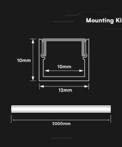 Προφίλ Αλουμινίου για LED Ταινίες με Οπάλ Κάλυμμα 2m V-TAC 12x10mm 24298VT