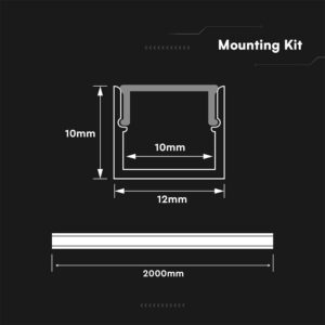 Προφίλ Αλουμινίου για LED Ταινίες με Οπάλ Κάλυμμα 2m V-TAC 12x10mm 24298VT