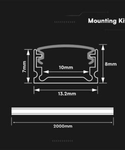 LED Strip Mounting Kit With Diffuser Surface 2000*13.2*7mm V-TAC 24300VT