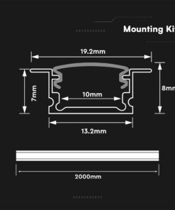LED Strip Mounting Kit With Diffuser Recessed 2000*13.2*7mm V-TAC 24301VT