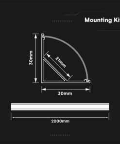 Προφίλ Αλουμινίου Γωνιακό για LED Ταινίες με Οπάλ Κάλυμμα 2m V-TAC 30x30mm 24302VT