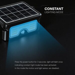 7W LED Ηλιακός Προβολέας Μαύρος CCT 900lm IP65 με Ανιχνευτή Κίνησης V-TAC 24341VT