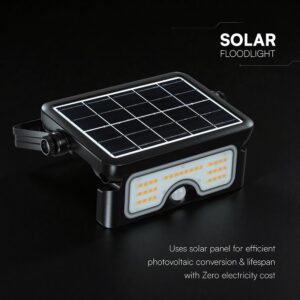 7W LED Ηλιακός Προβολέας Μαύρος CCT 900lm IP65 με Ανιχνευτή Κίνησης V-TAC 24341VT