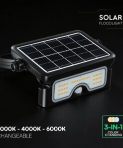 7W LED Ηλιακός Προβολέας Μαύρος CCT 900lm IP65 με Ανιχνευτή Κίνησης V-TAC 24341VT