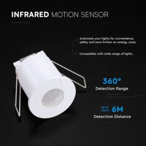 Χωνευτός Ανιχνευτής Κίνησης Λευκός V-TAC 5yrs Wty 24355VT