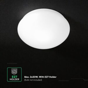 Φωτιστικό Πλαφονιέρα Φ30 Στρογγυλή 2xE27 με Ανιχνευτή Κίνησης IP44 V-TAC 24359VT