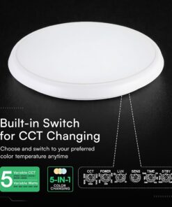Πλαφονιέρα LED Στρογγυλή Φ360 V-TAC CREE Chip 20-40W με Αισθητήρα Κίνησης CCT IP65 6yrs Wty 24360VT