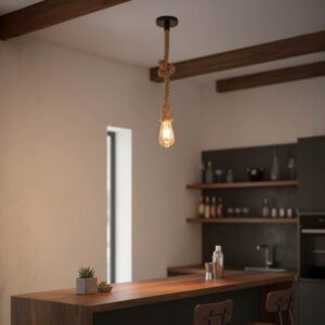 Φωτιστικό οροφής Ropily Pakoworld Φυσικό σχοινί 1xE27 Φ1×100εκ 342-000046PW