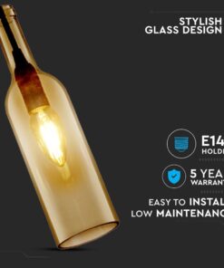 Κρεμαστό Φωτιστικό Οροφής Μονόφωτο E14 Γυάλινο Μπουκάλι Καφέ V-TAC – 3776