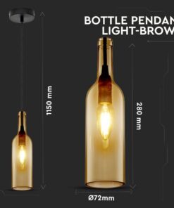 Κρεμαστό Φωτιστικό Οροφής Μονόφωτο E14 Γυάλινο Μπουκάλι Καφέ V-TAC – 3776