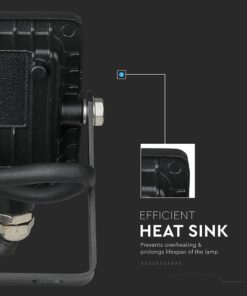 LED Προβολέας 10W V-TAC Samsung Chip Μαύρος Αδιάβροχος IP65 Φυσικό Λευκό 4000K – 425