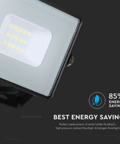 LED Προβολέας 10W V-TAC Samsung Chip Μαύρος Αδιάβροχος IP65 Φυσικό Λευκό 4000K – 425
