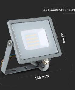 LED Προβολέας 20W V-TAC PRO Samsung Chip Μαύρος 100° 1600lm Γκρι Αδιάβροχος IP65 Θερμό Λευκό 3000K – 445