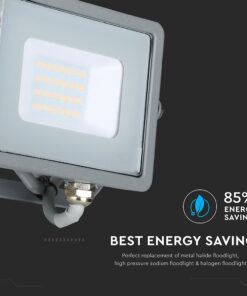 LED Προβολέας 20W V-TAC PRO Samsung Chip Μαύρος 100° 1600lm Γκρι Αδιάβροχος IP65 Θερμό Λευκό 3000K – 445