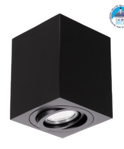 GloboStar® AKIRA 60621 Επιφανειακό Κινούμενο Τετράγωνο Φωτιστικό Σποτ Αλουμινίου με Ντουί GU10 AC 220-240V IP44 Μ8 x Π8 x Υ10cm – Μαύρο – 5 Years Warranty