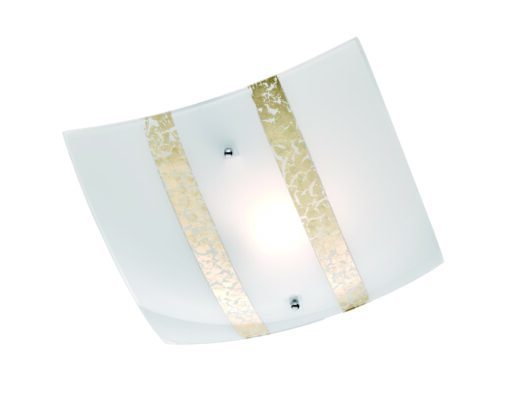 Πλαφονιέρα Ορροφής Τετράγωνη 30x30cm Trio Lighting NIKOSIA 1xE27 Χρυσό & Λευκό Γυαλί  608700179