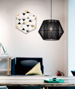 Viokef Zaira Κρεμαστό Φωτιστικό Μοντέρνο Μονόφωτο με Πλεκτό Μαύρο Σχοινί – 4198101