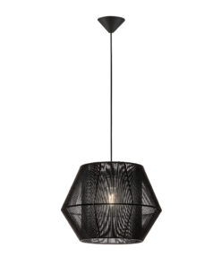 Viokef Zaira Κρεμαστό Φωτιστικό Μοντέρνο Μονόφωτο με Πλεκτό Μαύρο Σχοινί – 4198101