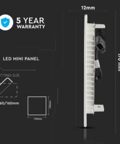 LED Panel Τετράγωνο Χωνευτό Λευκό 12W V-TAC PRO Samsung Chip 120° 1000lm 17×17 Φυσικό Λευκό 4000K – 710