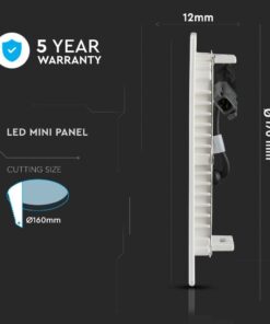 LED Panel Στρογγυλό Χωνευτό Λευκό 12W V-TAC PRO Samsung Chip 120° 1000lm Ø170 Φυσικό Λευκό 4000K – 713