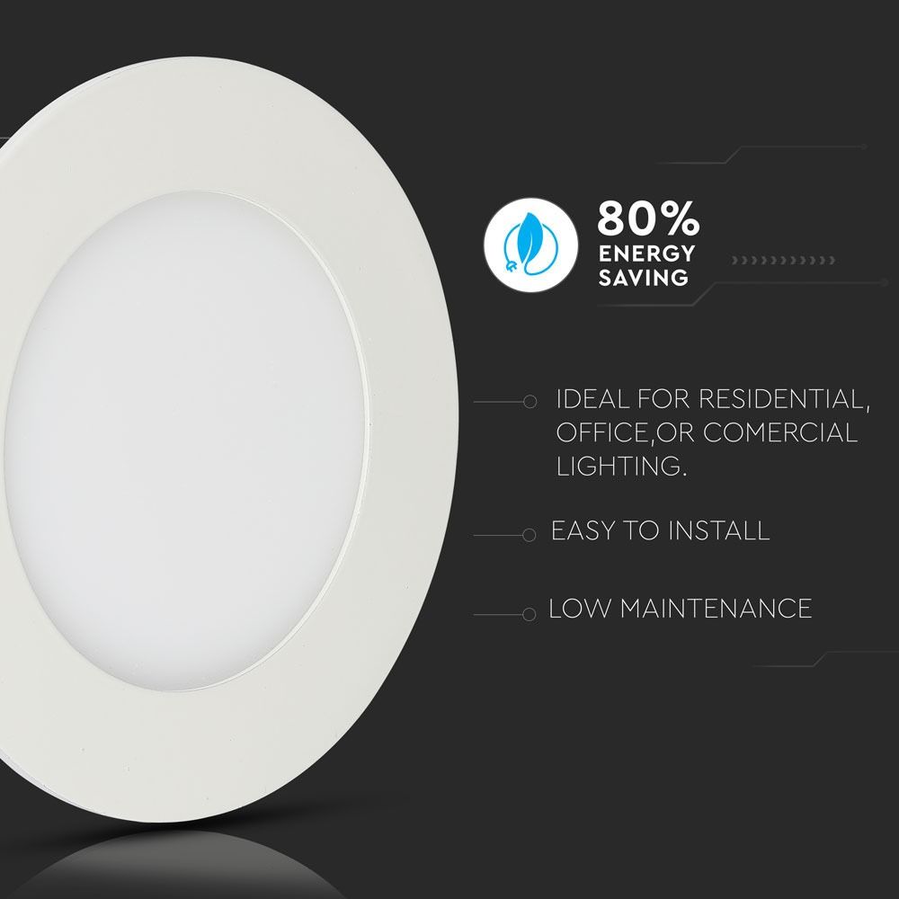LED Panel Στρογγυλό Χωνευτό Λευκό 12W V-TAC PRO Samsung Chip 120° 1000lm Ø170 Φυσικό Λευκό 4000K – 713