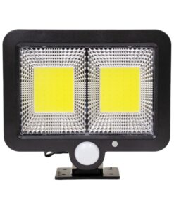 GLOBOSTAR® ZETA 71461 Προβολέας με Ανιχνευτή PIR / Αισθητήρα Κίνησης LED 20W 1000lm 120° DC 5V με Φωτοβολταϊκό Panel 5V 1W & Επαναφορτιζόμενη Μπαταρία Li-ion 3.2V 2400mAh Αδιάβροχο IP65 Ψυχρό Λευκό 6000K – Sanan COB Chip – Μαύρο – Μ15 x Π3.5 x Υ13cm – 2 Χρόνια Εγγύηση
