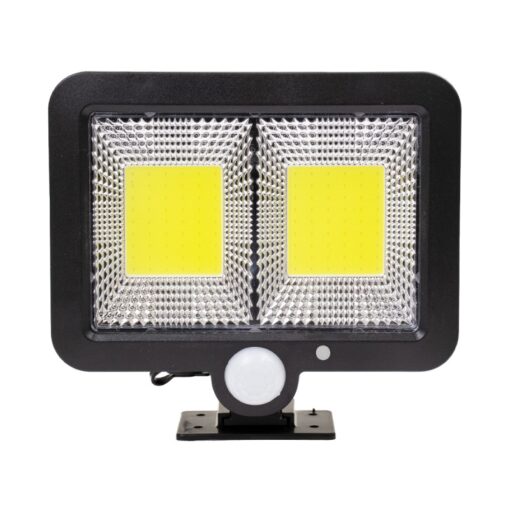 GLOBOSTAR® ZETA 71461 Προβολέας με Ανιχνευτή PIR / Αισθητήρα Κίνησης LED 20W 1000lm 120° DC 5V με Φωτοβολταϊκό Panel 5V 1W & Επαναφορτιζόμενη Μπαταρία Li-ion 3.2V 2400mAh Αδιάβροχο IP65 Ψυχρό Λευκό 6000K – Sanan COB Chip – Μαύρο – Μ15 x Π3.5 x Υ13cm – 2 Χρόνια Εγγύηση