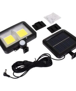 GLOBOSTAR® ZETA 71461 Προβολέας με Ανιχνευτή PIR / Αισθητήρα Κίνησης LED 20W 1000lm 120° DC 5V με Φωτοβολταϊκό Panel 5V 1W & Επαναφορτιζόμενη Μπαταρία Li-ion 3.2V 2400mAh Αδιάβροχο IP65 Ψυχρό Λευκό 6000K – Sanan COB Chip – Μαύρο – Μ15 x Π3.5 x Υ13cm – 2 Χρόνια Εγγύηση