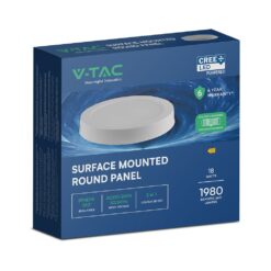 18W CCT Στρογγυλό Φ220 Επιφανειακό LED Panel 1980lm V-TAC Cree Chip 6yrs Wty – 78766VT