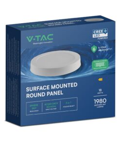 18W CCT Στρογγυλό Φ220 Επιφανειακό LED Panel 1980lm V-TAC Cree Chip 6yrs Wty – 78766VT