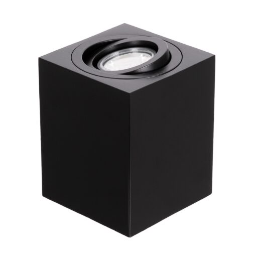 GloboStar® AKIRA 60621 Επιφανειακό Κινούμενο Τετράγωνο Φωτιστικό Σποτ Αλουμινίου με Ντουί GU10 AC 220-240V IP44 Μ8 x Π8 x Υ10cm – Μαύρο – 5 Years Warranty