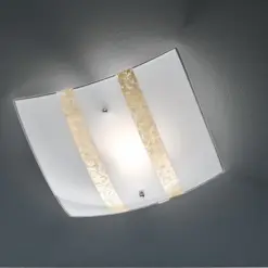 Πλαφονιέρα Ορροφής Τετράγωνη 30x30cm Trio Lighting NIKOSIA 1xE27 Χρυσό & Λευκό Γυαλί 608700179