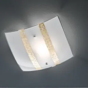Πλαφονιέρα Ορροφής Τετράγωνη 30x30cm Trio Lighting NIKOSIA 1xE27 Χρυσό & Λευκό Γυαλί 608700179
