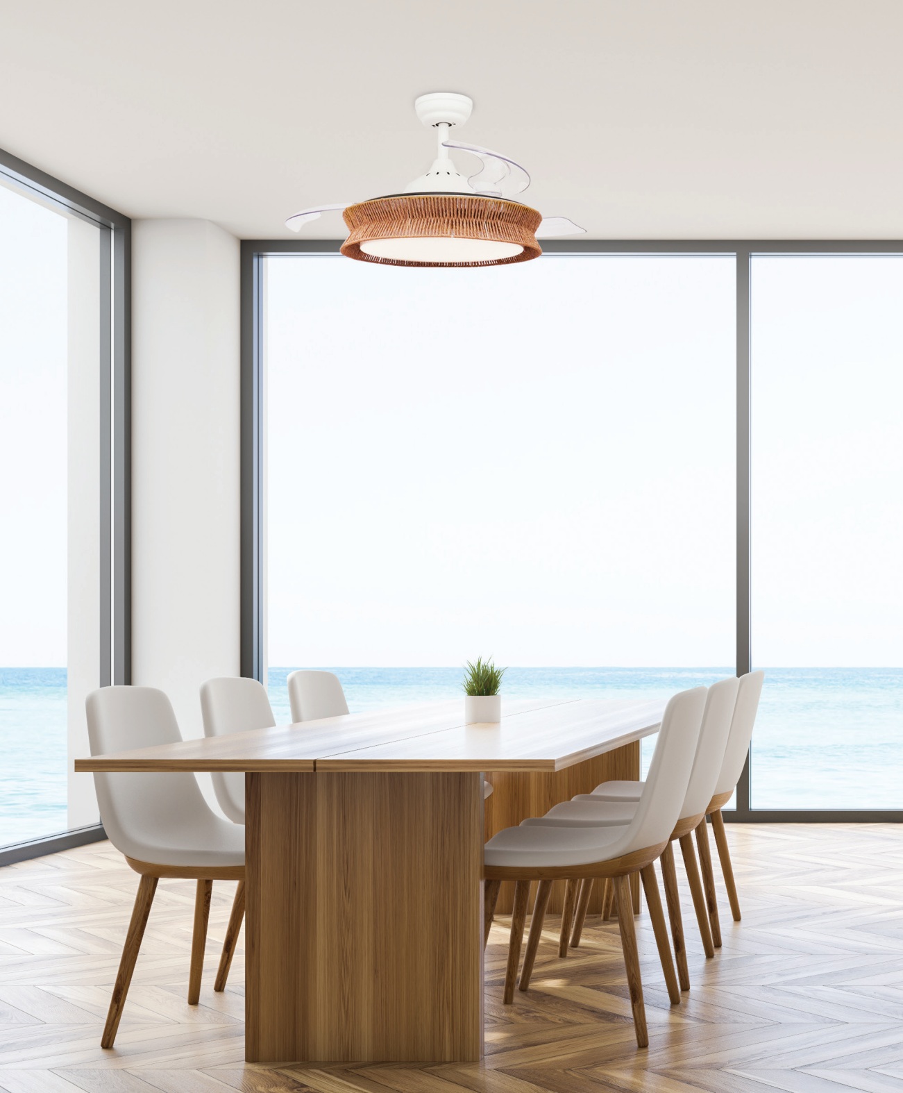 Ανεμιστήρας Οροφής FANRX42645 – 3 Πτερύγια – 36W LED CCT – Τηλεχειριστήριο – 6 Ταχύτητες – Λευκό Ματ / Σχοινί ACA