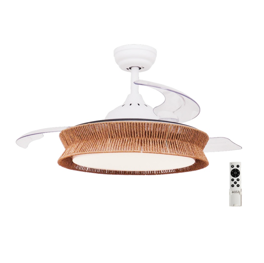 Ανεμιστήρας Οροφής FANRX42645 – 3 Πτερύγια – 36W LED CCT – Τηλεχειριστήριο – 6 Ταχύτητες – Λευκό Ματ / Σχοινί ACA