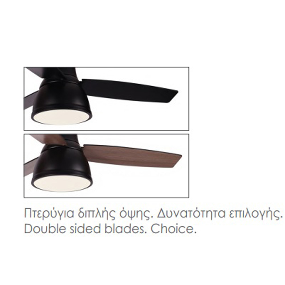 Ανεμιστήρας Οροφής FANRX44041B – 3 Ξύλινα Πτερύγια – 22W LED CCT – Τηλεχειριστήριο – 6 Ταχύτητες – Μαύρο Ματ ACA