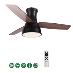 Ανεμιστήρας Οροφής FANRX44041B – 3 Ξύλινα Πτερύγια – 22W LED CCT – Τηλεχειριστήριο – 6 Ταχύτητες – Μαύρο Ματ ACA