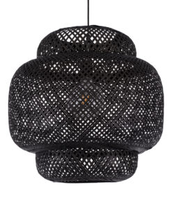 GLOBOSTAR® MALDIVES 00579 Boho Κρεμαστό Φωτιστικό Οροφής με Ντουί 1 x E27 AC 220-240V IP20 - Μαύρο - Μ56 x Π56 x Y54cm