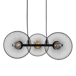GLOBOSTAR® VERONA 00586 Μοντέρνο Κρεμαστό Φωτιστικό Οροφής με Ντουί 3 x E27 AC 220-240V IP20 - Μαύρο & Χρυσό - Μ50 x Π28 x Υ20cm