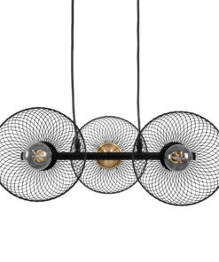 GLOBOSTAR® VERONA 00586 Μοντέρνο Κρεμαστό Φωτιστικό Οροφής με Ντουί 3 x E27 AC 220-240V IP20 - Μαύρο & Χρυσό - Μ50 x Π28 x Υ20cm