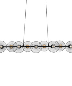 GLOBOSTAR® VERONA 00588 Μοντέρνο Κρεμαστό Φωτιστικό Οροφής με Ντουί 9 x E27 AC 220-240V IP20 - Μαύρο & Χρυσό - Μ140 x Π28 x Υ20cm