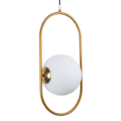 GLOBOSTAR® HAMBURG 00592 Μοντέρνο Κρεμαστό Φωτιστικό Οροφής με Ντουί 1 x E14 AC 220-240V IP20 - Χρυσό & Λευκό - Μ25 x Π20 x Υ50cm